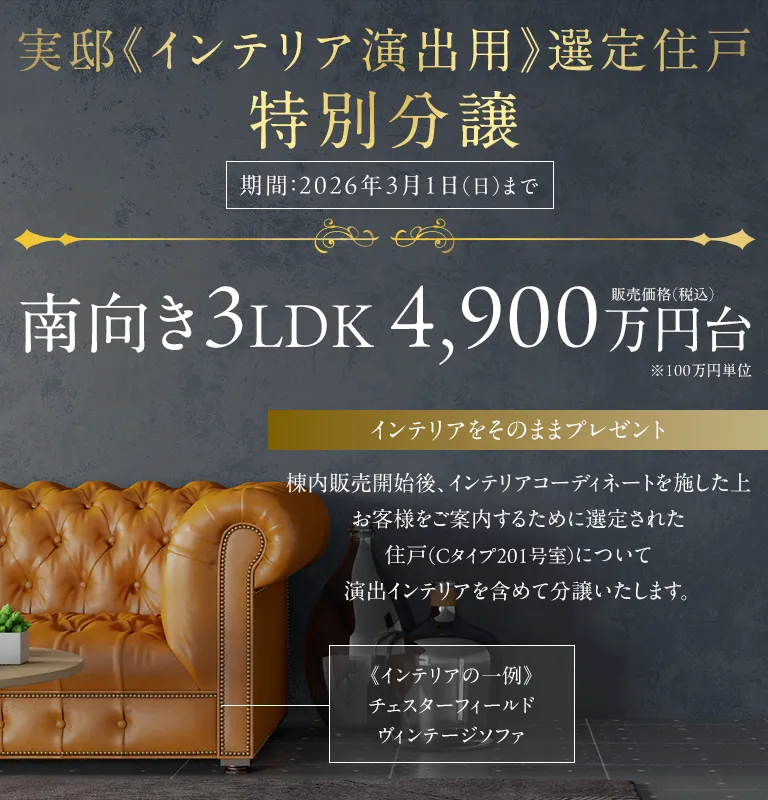 実邸《インテリア演出用》選定住戸特別分譲