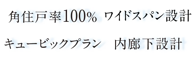 角住戸率100% キュービックプラン ワイドスパン 内廊下設計