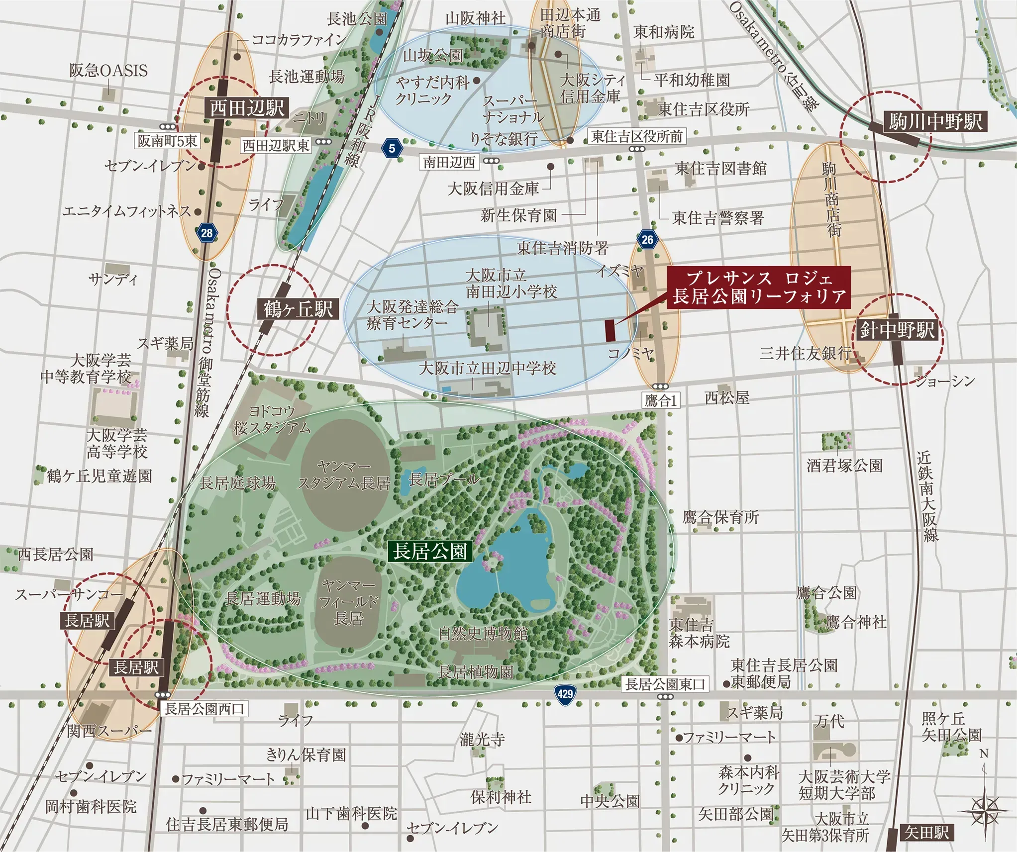 現地・スタイルギャラリー案内図｜プレサンス ロジェ 長居公園リー